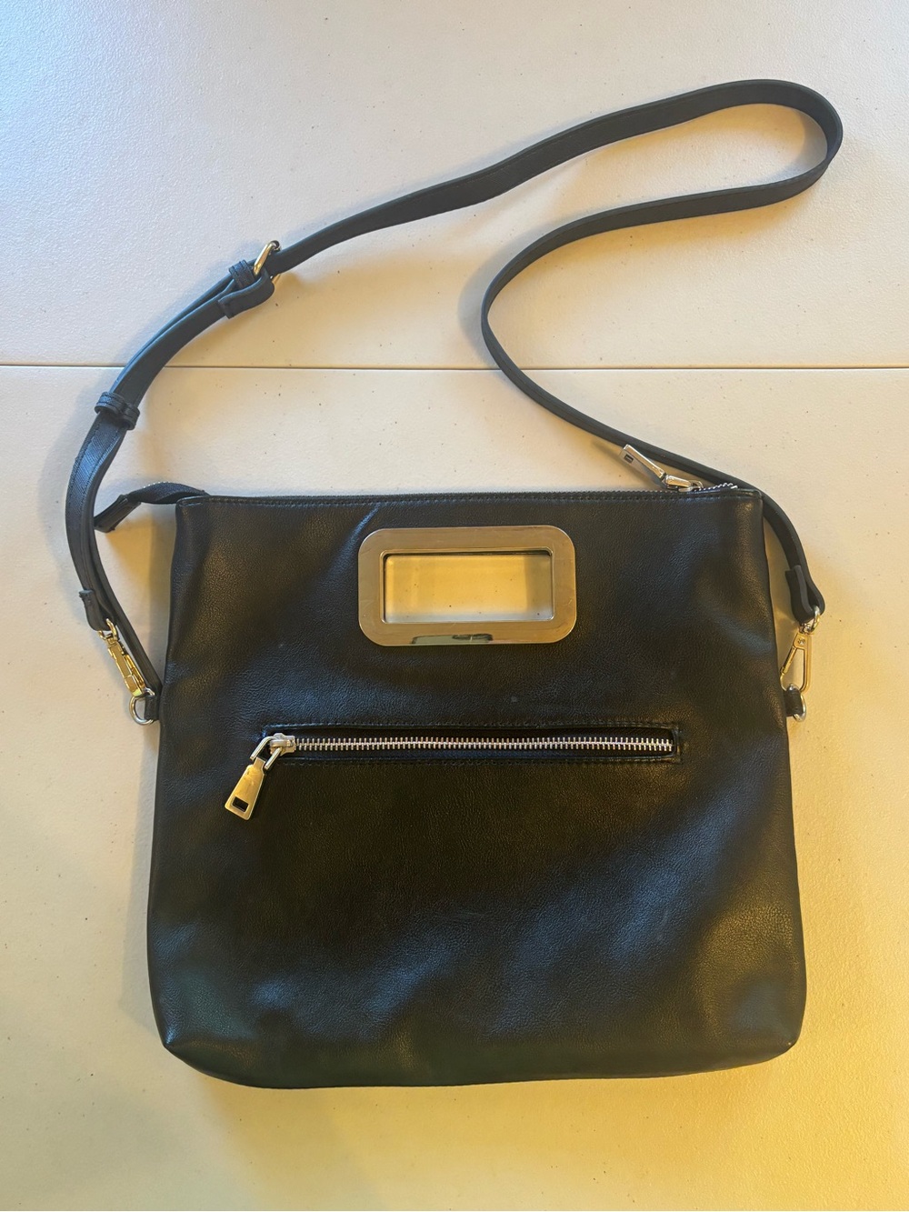 INC International Concepts Black/Clutch Crossbody Bag with Silver Accents